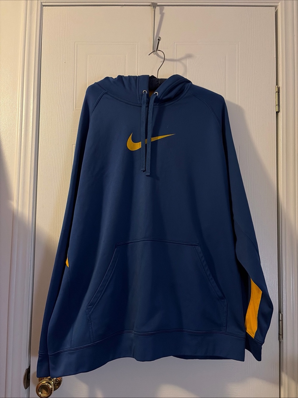 Nike Dri Fit Hoodie Yellow Swoosh On Blue Nike Fit Therma Size XL